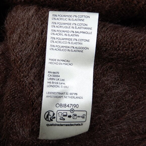 Free People Harrison Bunny Crew Fuzzy SWEATER Size L Mocha Brown Slouchy NEW - Picture 11 of 14